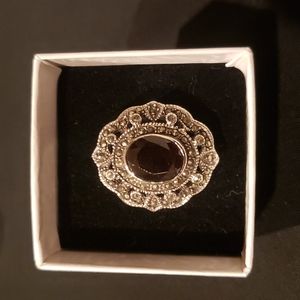 Vintage Garnet Sterling Silver Ring Sz 9